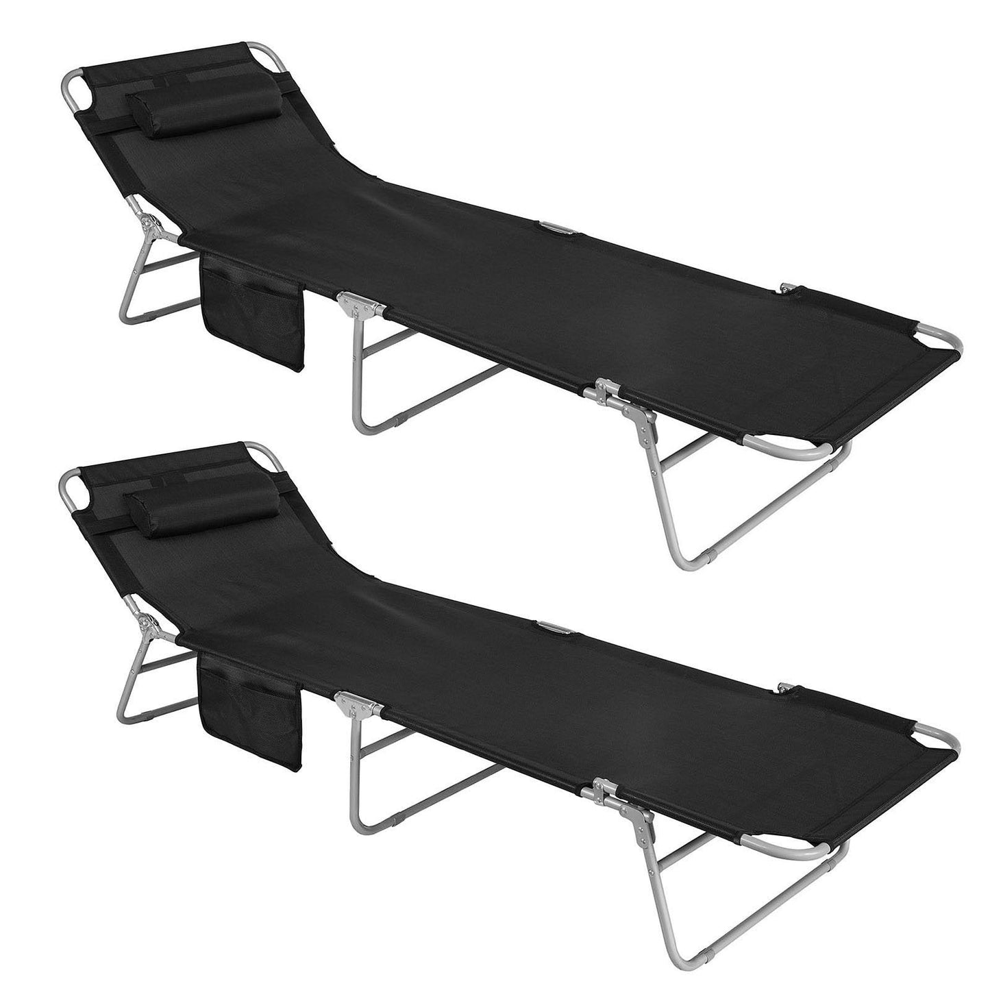 SoBuy Ligbed Set Van 2 - Opvouwbaar - Zwart - 195x29x62cm