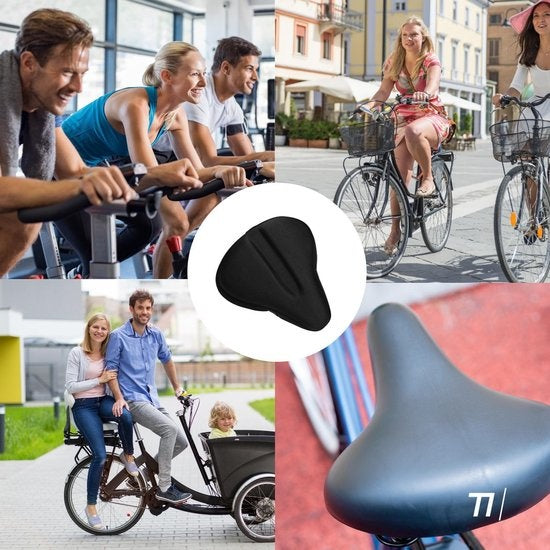 TIKKENS® Zadelhoes Fiets Gel 3D - Regenhoes Waterdicht - Fietszadeldek Silicone - Zitkussen - Fietszadelhoes - Zwart