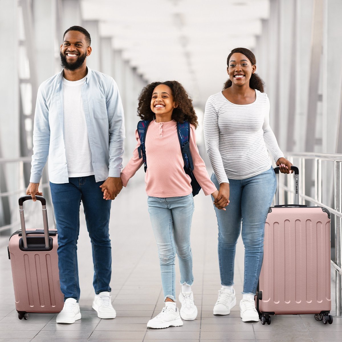 TRVLMORE Kofferset - 2 Delig - 38L Handbagage + 110L Ruimbagage - Roségoud