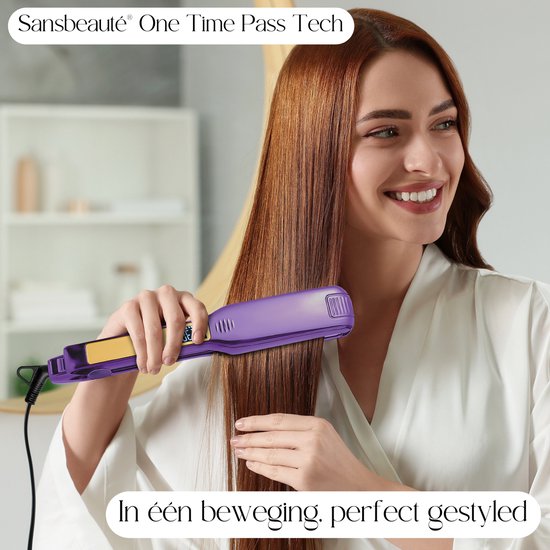 Sansbeauté® Professionele Stijltang - 2 in 1 - Krultang - Stijltangen - Hair Straightener - Snel Opgewarmd - 80℃ t/m 230℃ - Steilen & Krullen - ION technologie - Classic Purple
