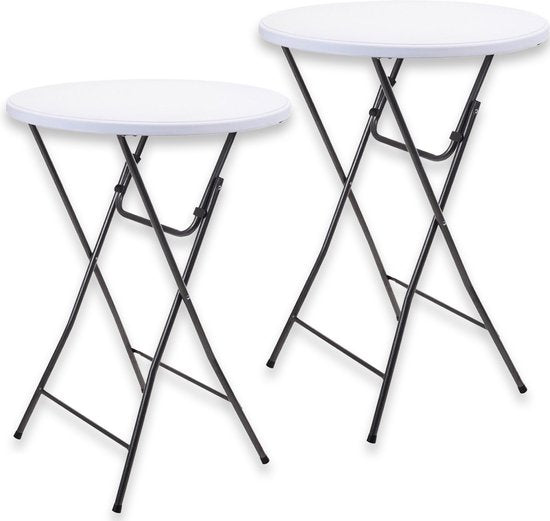 Brixy 2 Stevige Statafels - Partytafel - Robuust en Weersbestendig - Inklapbaar - 80cm x 110cm - Feest - Wit/Grijs