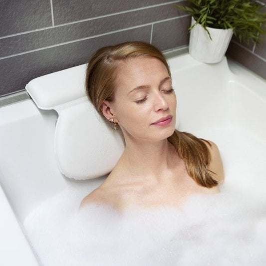 LifeGoods Badkussen - met Anti Slip Zuignappen - voor in Bad en Jacuzzi - Wit