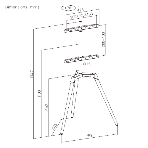 Easel Studio TV-Standaard - Voor TV van 50 tot 65 Inch - 75.8 x 50.5 x 134.7 cm - Wit - FS19-44F-01
