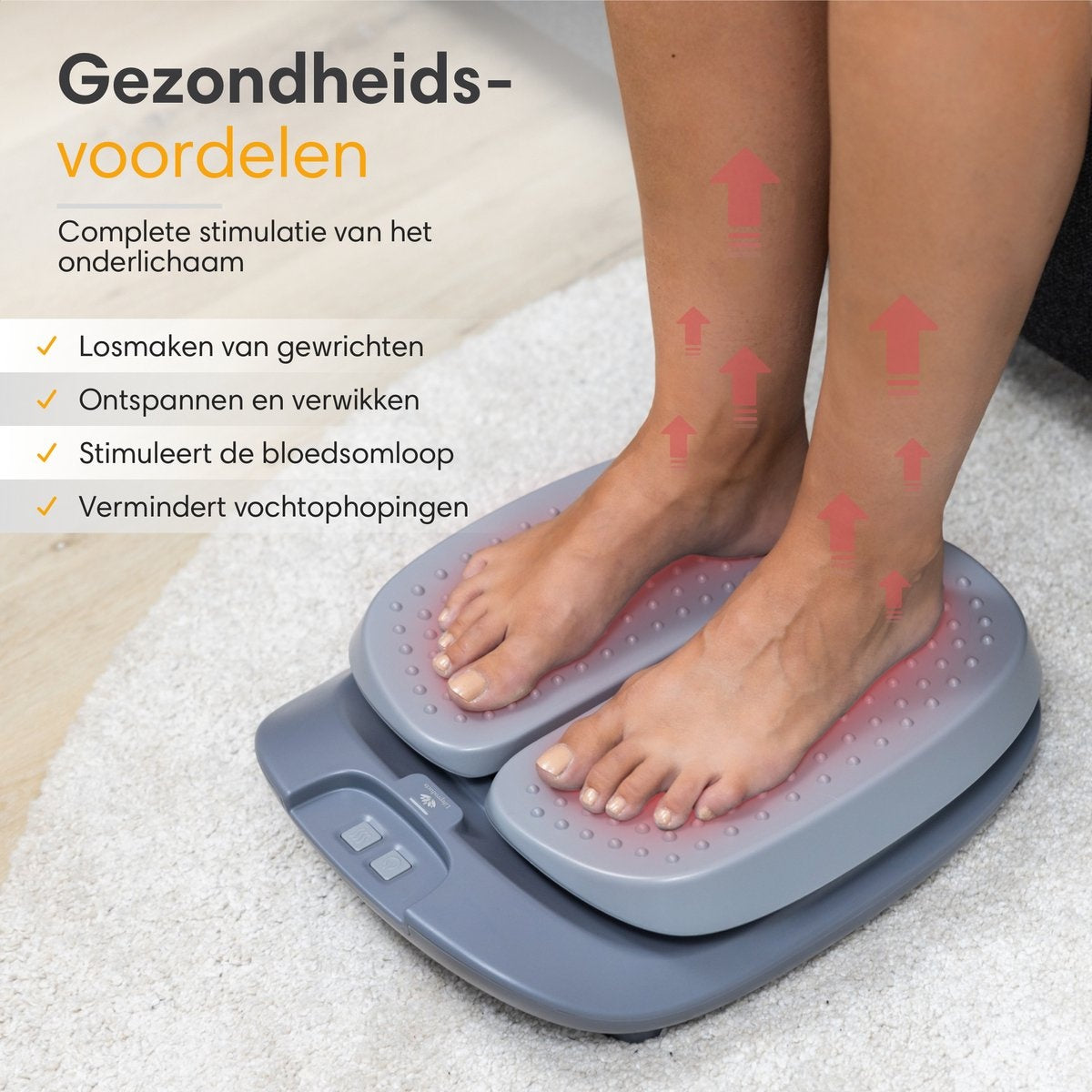Lifeproducts Voetmassageapparaat – Verwarmend & Vibrerend – 36W – 42,3 x 33 x 11,5 cm – Grijs