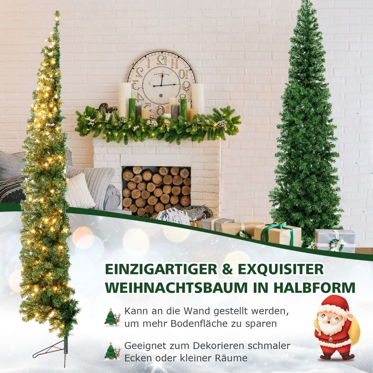 Coast Halve Kunstkerstboom met LED Groen – 60 x 210 cm – 450 Takpunten en 150 Warmwitte Lampjes