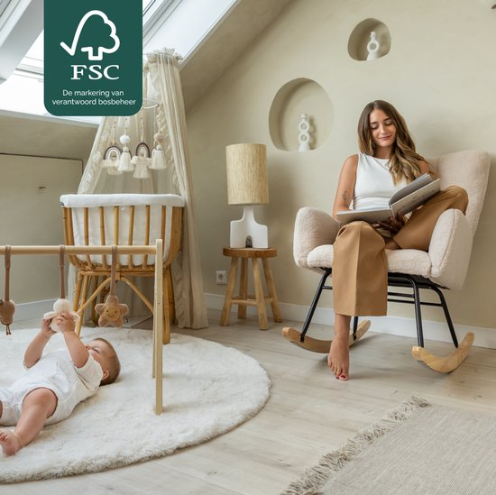 SITTT Schommelstoel - Relaxstoel babykamer - Fauteuil - Voedingsstoel - Roomwit - Beige