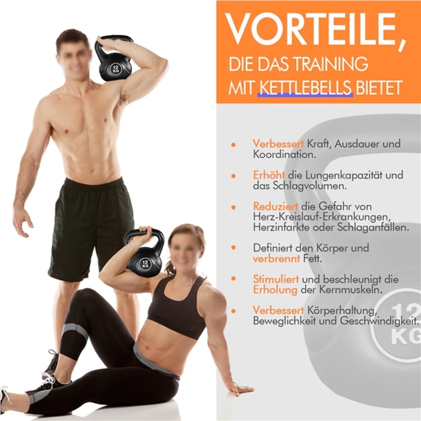 Yaheetech Kettlebell 12 kg – 26 x 22 x 30 cm – Voorzien Van Harde Kunststof Behuizing En Afgeronde Randen En Platte Basis – Voor Krachttraining En Thuisgebruik – Zwart Kunststof En Beton
