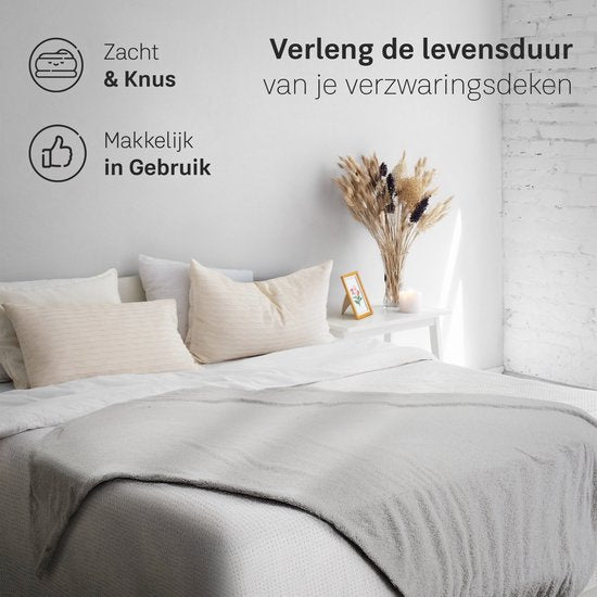 CozySense® Verzwaringsdeken Hoes 140x200 - Dubbelzijdig Materiaal - Voor Elk Seizoen - 360° Rits Technologie - Hypoallergeen & OEKO-TEX® - Grijs