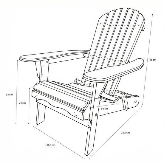 AXI Rosalie Adirondack Stoel Grijs – Houten loungestoel met armleuningen – Opklapbaar - Hoge rugleuning - Tuinstoel – 75,5 x 86,5 x 85 cm – FSC 100% Hemlockhout