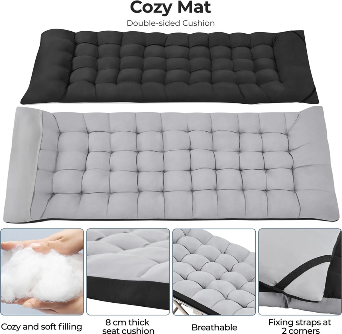 Yaheetech Campingbed Opvouwbaar – Voorzien Van Comfortabel Matras En Handige Draagtas En Zijvakken – Voor Kamperen En Logeerkamer – Zwart Metaal En 600D Oxford-Stof – 191 x 67 x 56 cm