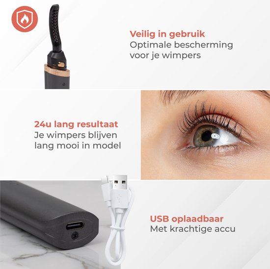 Nuvance - Elektrische Wimperkruller - Eyelash Curler - Verwarmde Wimperkruller - Lash Lift - 3 Temperatuurstanden - USB Oplaadbaar