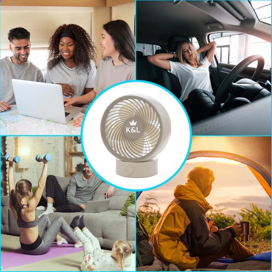 K&L Stille Ventilator - Tafelmodel - USB powered - Kantelbaar - Wit