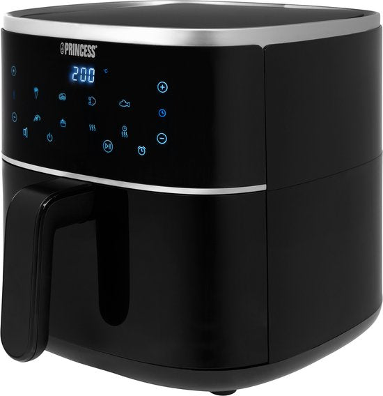 Princess Digitale Airfryer 182238 - Inclusief in hoogte verstelbaar Grillrack - Groot 4 Liter - Heteluchtfriteuse - Zwart - Digital Touchscreen - 8 Automatische Programma's