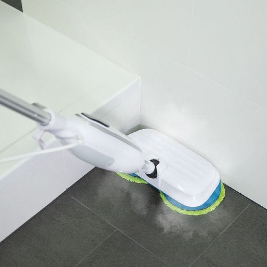 Livington Steam Twister Stoomreiniger met roterende dubbele mopkop, reinigt, schrobt en gepolijst, 3-traps stoomautomaat, 120 graden hete stoom, handstoomreiniger, wit