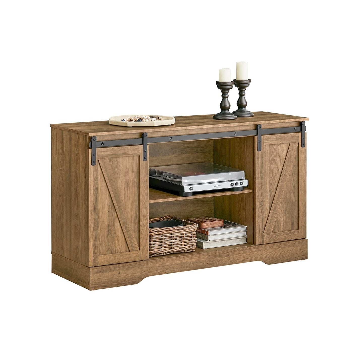 SoBuy FSB60-BR Opbergkast Met Schuifdeur - Landelijk - 120 x 40 x 70 cm