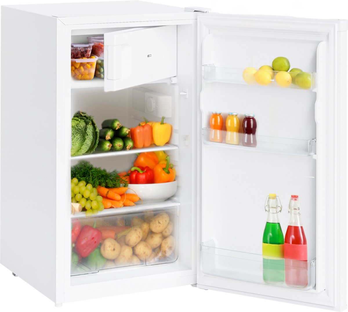 KitchenBrothers Koelkast - 88L Koelvak - 14L Vriesvak - IJskast - Koelvriescombinatie - Frigo - Vrijstaand - Wit