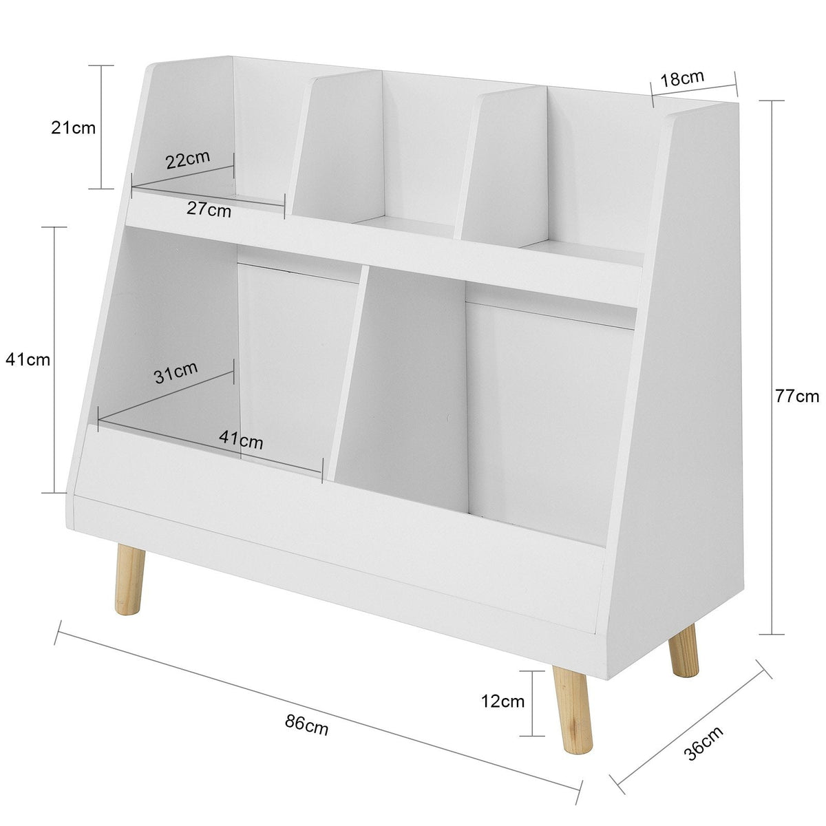 SoBuy Opbergkastje Voor Kinderen - Wit - 86x36x77 cm - 5 vakken