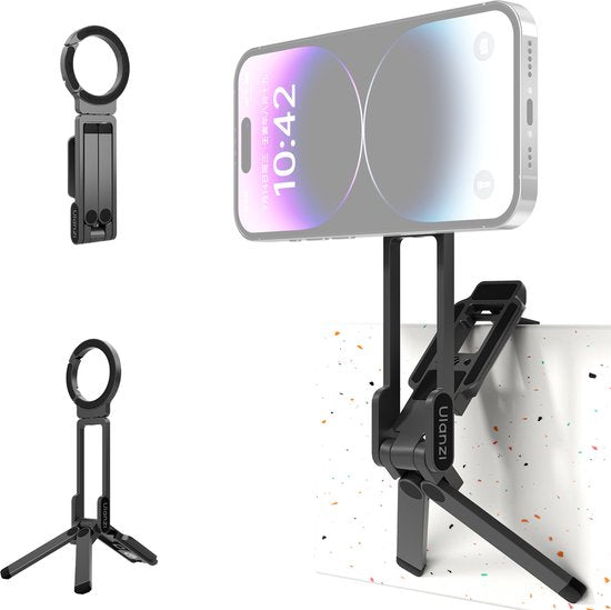 Ulanzi MA38 MagLock Mobiele Telefoonfotostandaard - MagSafe Handgreep en Standaard - Met 2 Cold Shoe Mounts - Aluminium