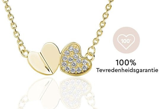 Yolora Dames Ketting met Hanger - Hartjes - Kalpa Camaka Kristallen - Goudkleurig - 18K Geelgoud Verguld - Vrouwen Collier Goud - Sieraden - Halsketting - Luxe Giftbox - Geschenkdoos - Cadeau doos - Geschenkverpakking - Mooie Cadeauverpakking