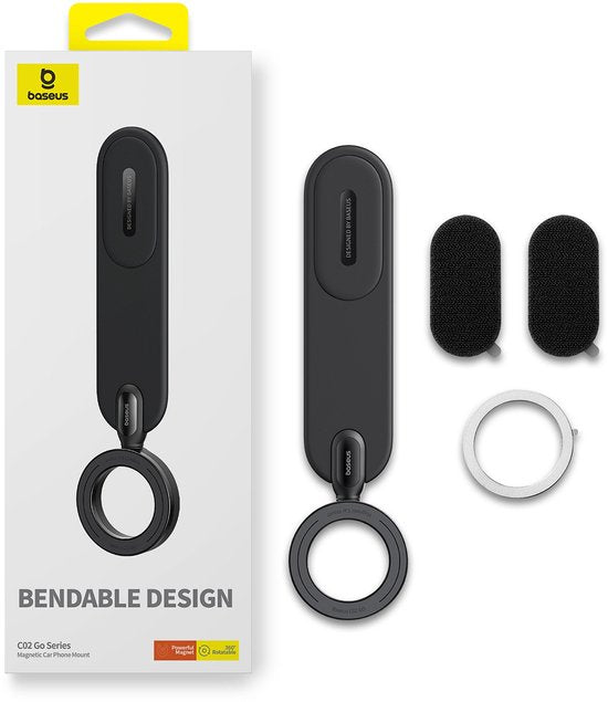 Baseus C02 Go - Magnetische Dashboard Telefoonhouder Auto - Compatibel met MagSafe - Buigbaar - Verstelbaar - Zwart