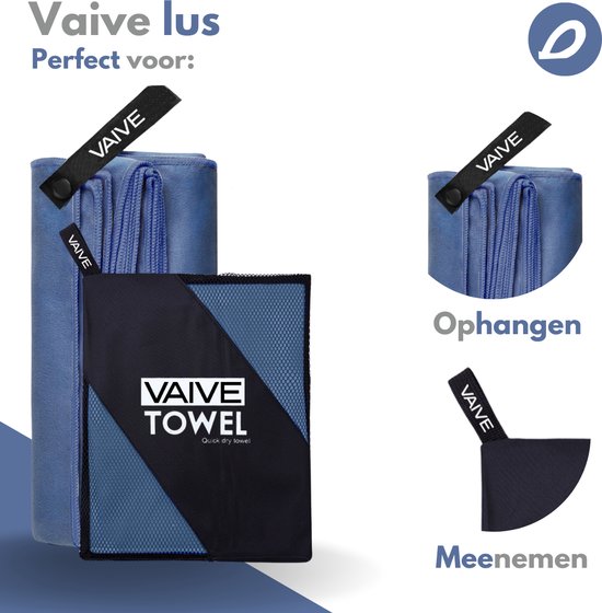 VAIVE Microvezel handdoek - Strandlaken 100x200 - Badlaken - Reishanddoek Sneldrogend - Blauw