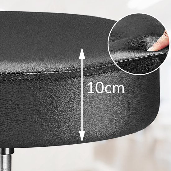Casaria Verstelbare Draaikruk - 46/60cm Zithoogte – 1 Stuks Zwart