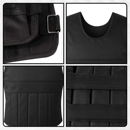 Fitby Verstelbaar Gewichtsvest 20KG - Weighted Vest - Gewichtsvesten - Gewichten - Krachtraining & Crossfit - Cardio - Geschikt vanaf maat L- Zwart