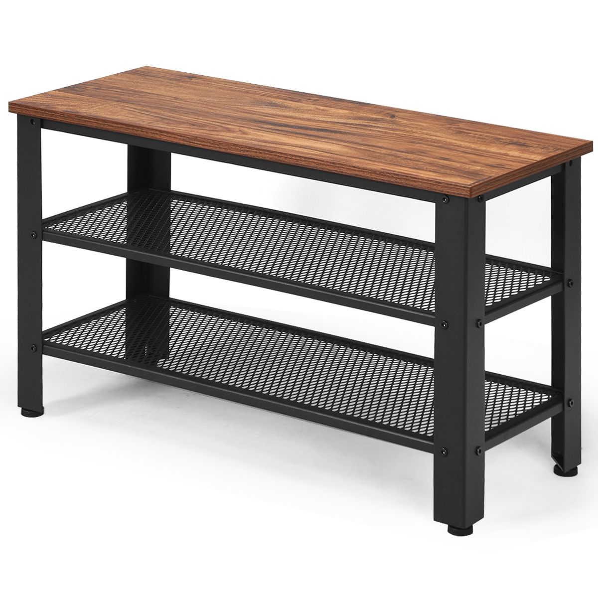Coast Schoenenbank met schoenenrek - 2 opbergniveaus - zitje - zwart - 73 x 30 x 45 cm