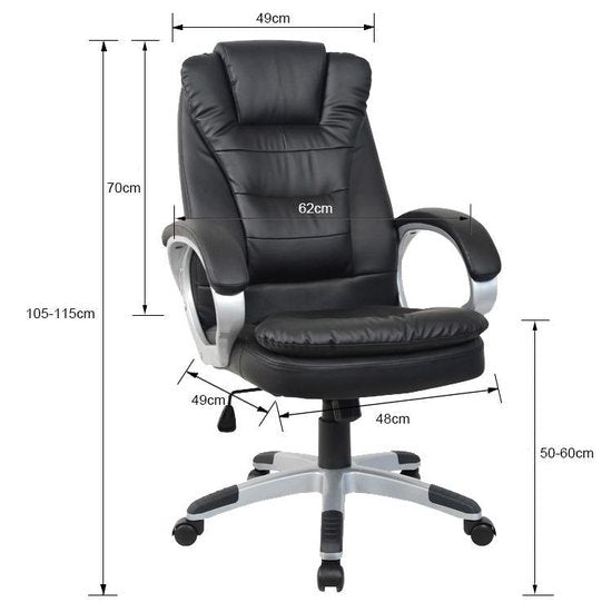 VDD Gaming Bureaustoel - Ergonomisch beweegbaar - Zwart - 62x50x115cm