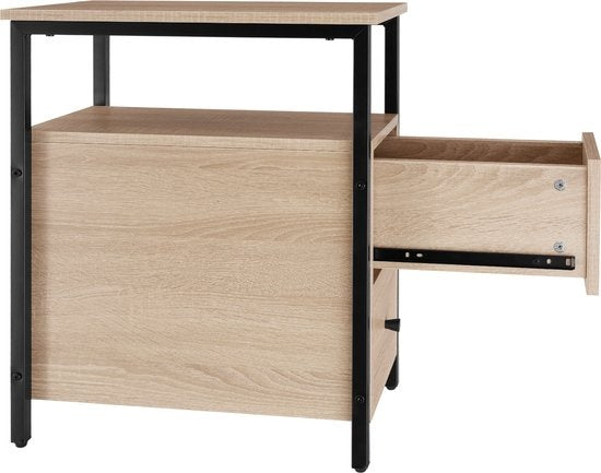 tectake - Nachtkastje bijzettafel Tullamore - 49,5x30x61,5cm - industrieel - lichtbruin - 404729