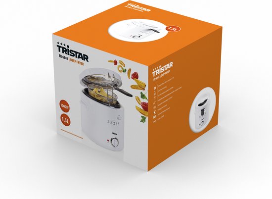 Tristar Frituurpan 1.5 liter - FR-6941 - Friteuse 1000W - Anti-aanbaklaag - Wit