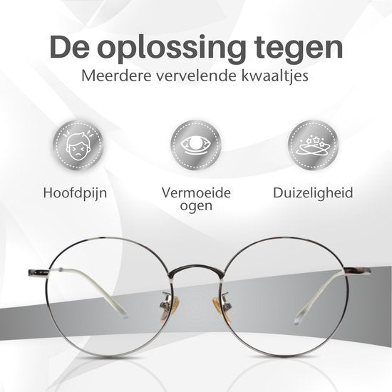 LC Eyewear Computerbril - Blauw Licht Bril - Blue Light Glasses - Beeldschermbril - Metaal - Unisex - Zilver