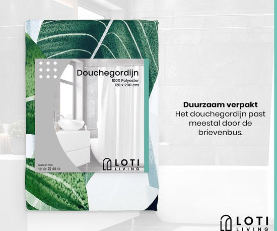Loti Living Douchegordijn Anti Schimmel – Strelitzia - Inclusief ringen – Waterdicht - Polyester - Douchegordijn 120x200 cm