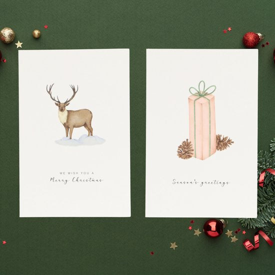Partizzle 36x Luxe Kerstkaarten met Enveloppen Set - Nieuwjaarskaarten - 2025 Collectie / 12 Ontwerpen
