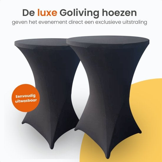 Goliving Statafel – Inclusief Statafelhoes – Statafelrok – Inklapbaar – Stevige partytafel – Voor binnen en buiten – Draagvermogen 50kg – Ø80 x 110 cm – 8,5 kg – Zwart