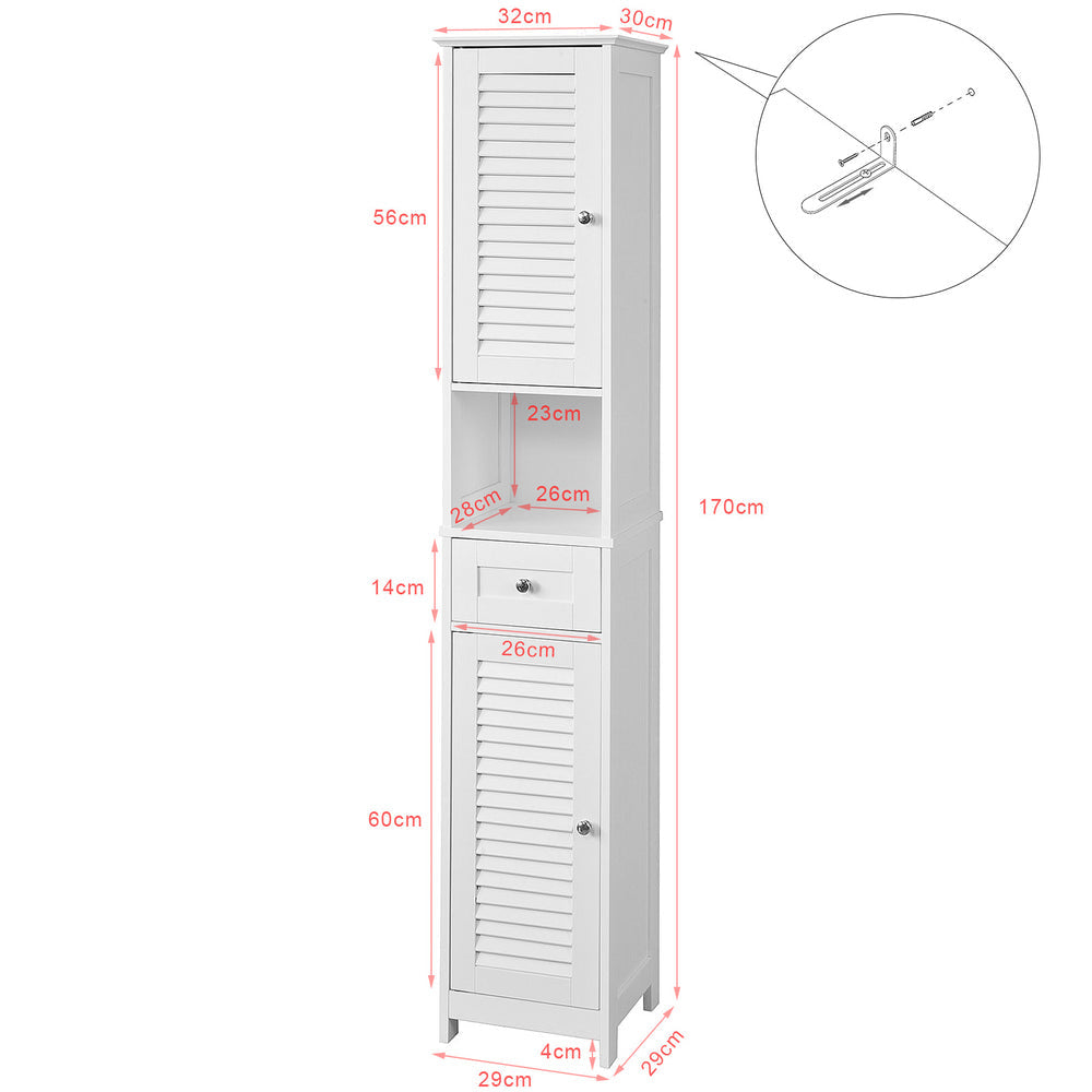 SoBuy FRG236-DG Hoge Badkamerkast - Met Lades - Zwart - Hout - 32x30x170cm