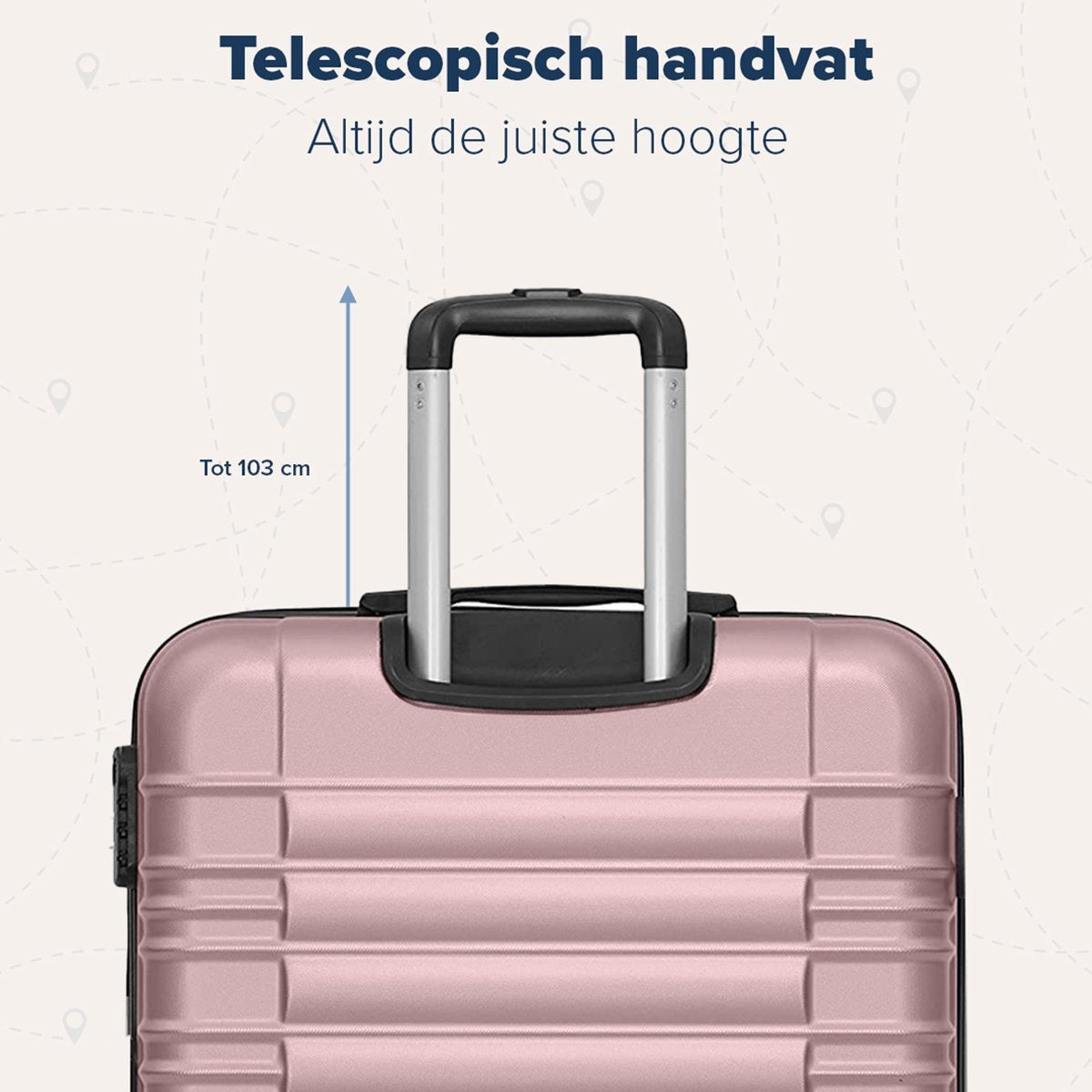 TRVLMORE Kofferset - 3 Delig - 38L Handbagage + 70L en 110L Ruimbagage - Roségoud