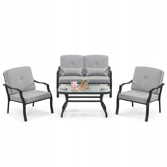 Coast Tuinmeubelset 4-delig - Sofa, Tafel en 2 Fauteuils - Grijs