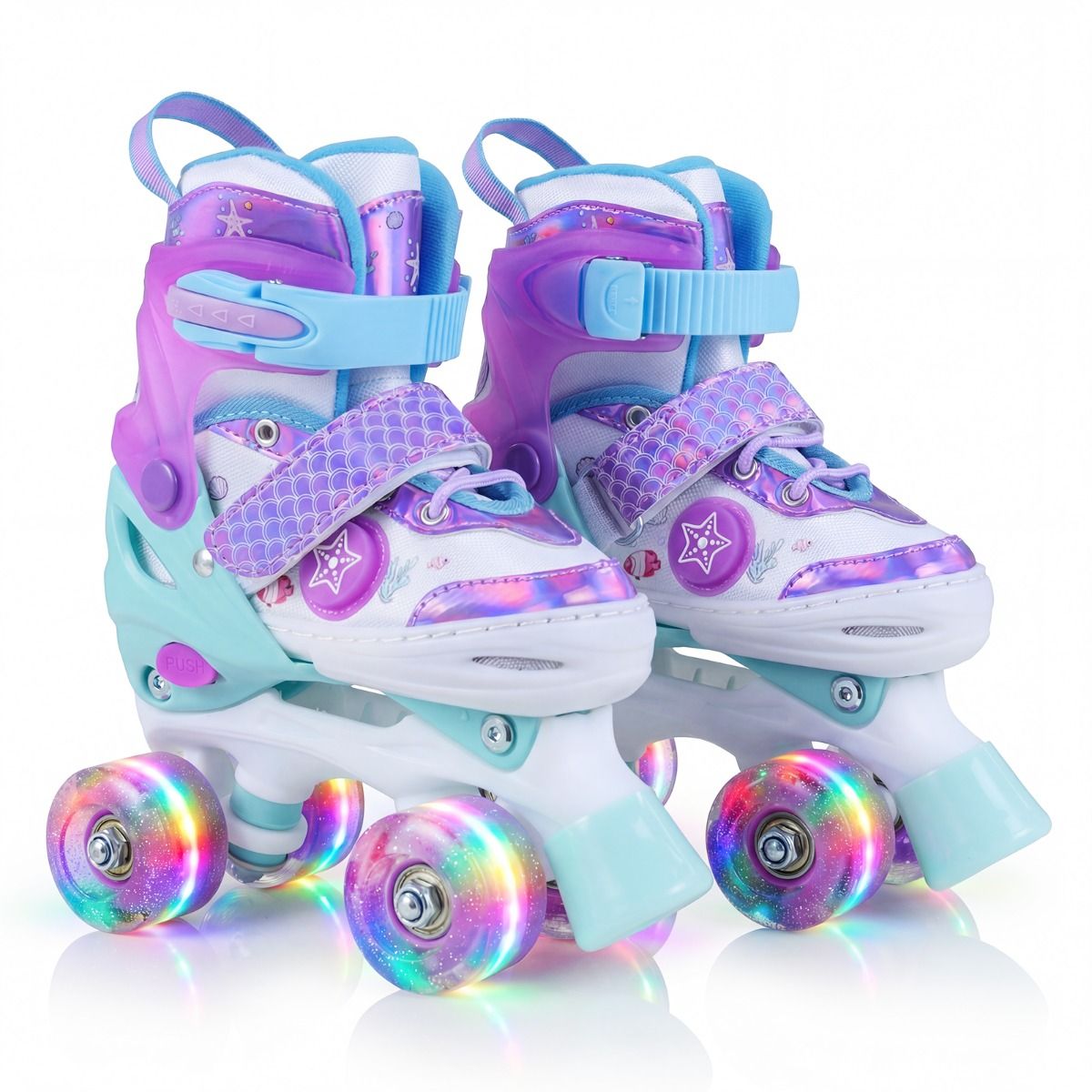 Coast Verstelbare Kinderrolschaatsen - lichtgevende wielen - voor 5-7 jaar - paars en blauw