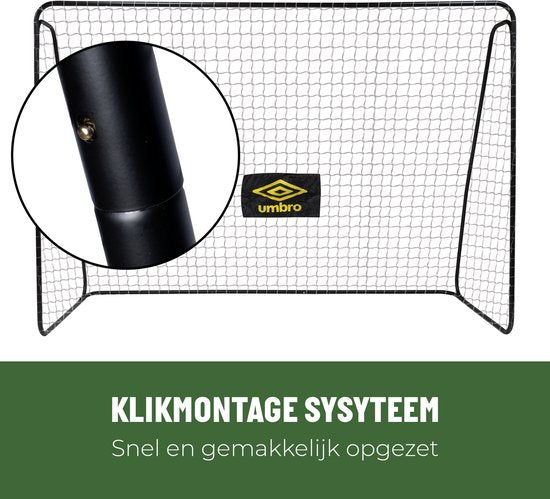 Umbro Voetbaldoel - Voetbal Goal 300 x 120 x 205 cm - Voetbalgoal Groot - Buitenspeelgoed voor Kinderen en Volwassenen - Snelle Montage - Voetbal Training Doel - Metaal - Zwart/ Geel