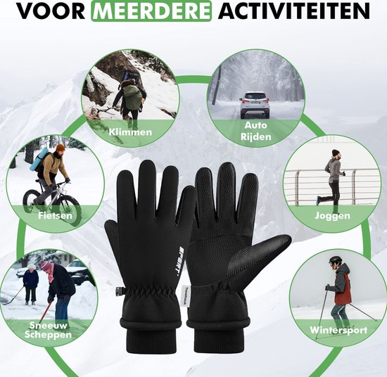 Travelhawk Touchscreen Handschoenen - Extra Warm - Spatwaterdichte Handschoenen Heren - Handschoenen Dames - Handschoenen Winter - Scooter/Fiets - Zwart - L/XL