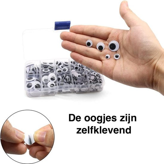 Faas Wiebeloogjes - 450 stuks - Zelfklevende Hobby Oogjes - Knutselen voor Kinderen - Verschillende Groottes