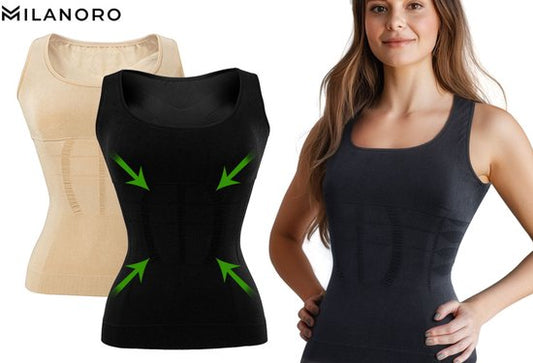 Milanoro - Figuurcorrigerend ondershirt voor dames - Zwart - L