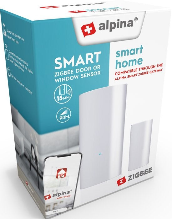 alpina Smart Home Bewegingssensor - Raam- en Deur Sensor - Bewegingsmelder - 90 Meter Bereik - Wit