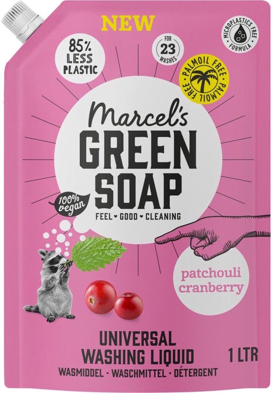 Marcel's Green Soap Wasmiddel Navul Patchouli & Cranberry 23 Wasbeurten 1 liter