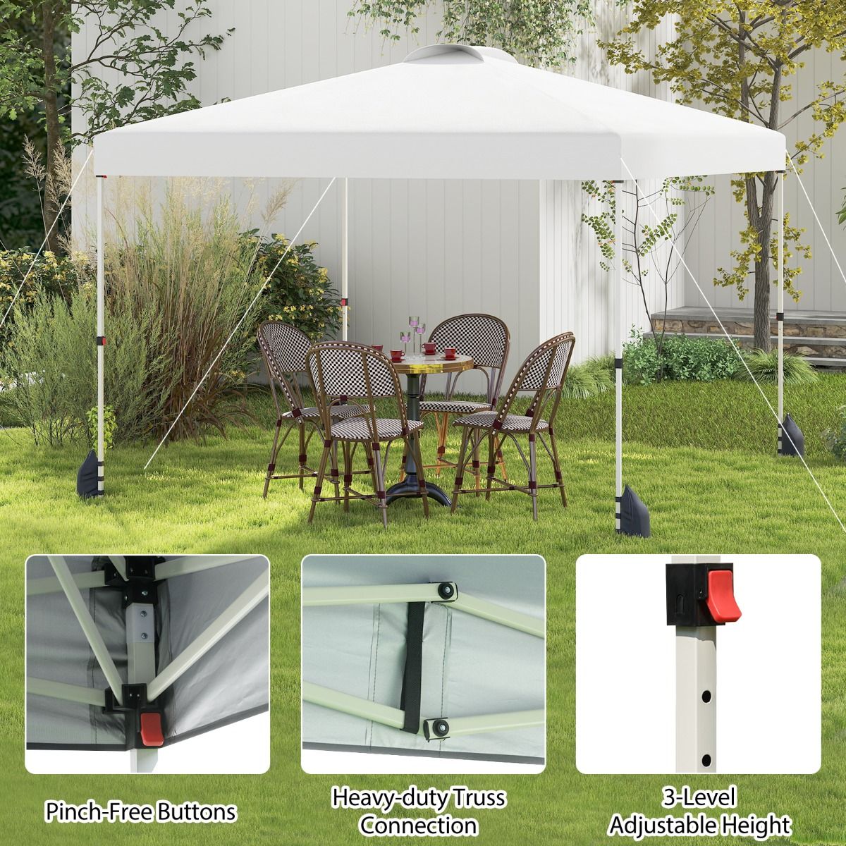 Coast Pop-up tuinpaviljoen - 3 x 3 m - zijwand afneembaar - wit