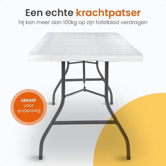 Goliving Klaptafel – Inklapbaar & Weerbestendig – max. 110 kg – 180 x 70 x 74 cm – Wit