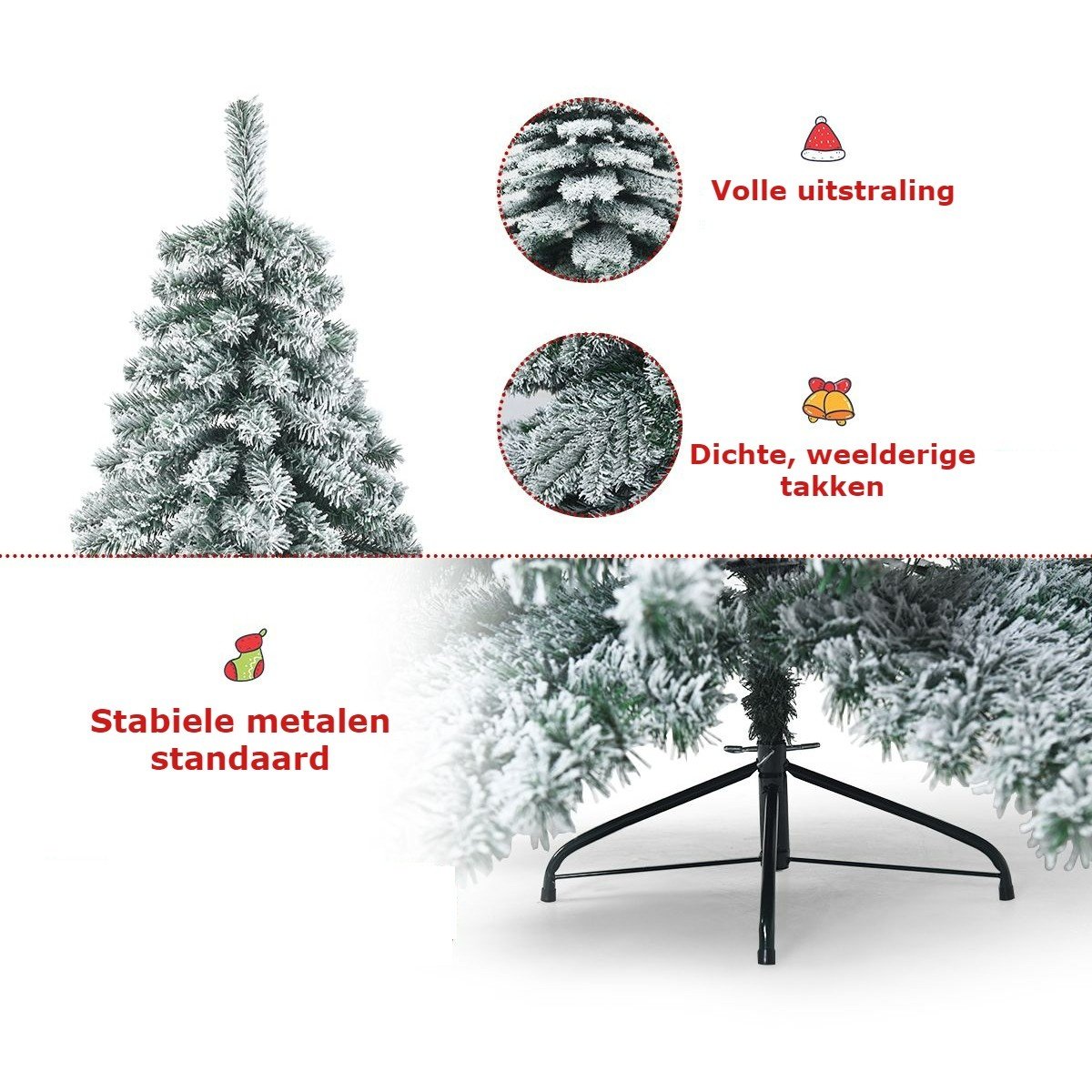 Coast - Kunstkerstboom - Met Sneeuwvlokken - Groen + Wit - 180 cm