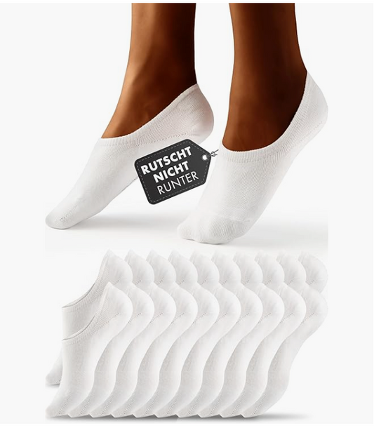 HELDENWERK - Enkelsokken & Sneakersokken - 10 Paar - Wit Katoen - Ademend & Naadloos - Maat 47-50 - Anti-Slip & Extra Comfort - Unisex