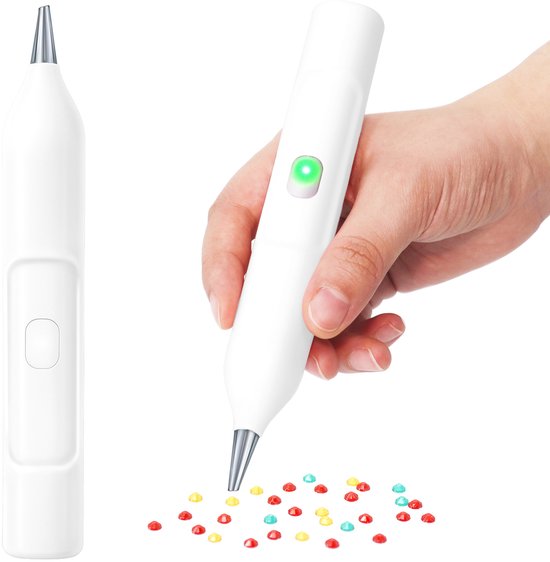 Rubye® – Elektrische Diamond Painting Pen – Met Vacuümtechniek – Oplaadbaar via USB-C – Comfortabel in Gebruik – Voor Ronde en Vierkante Steentjes – Wit